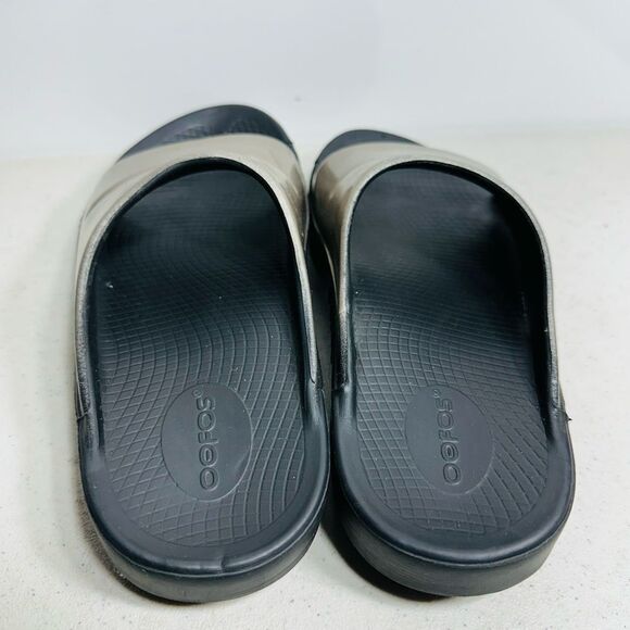 OOFOS OOAHH Luxe Slides Metallic Latte Slip On Comfort Recovery Women's US 9 - Picture 5 of 8